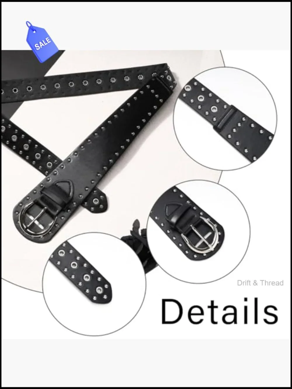 Vintage Punk Leather Waist Belt - Chunky Metal Buckle, Gothic Rocker Style,